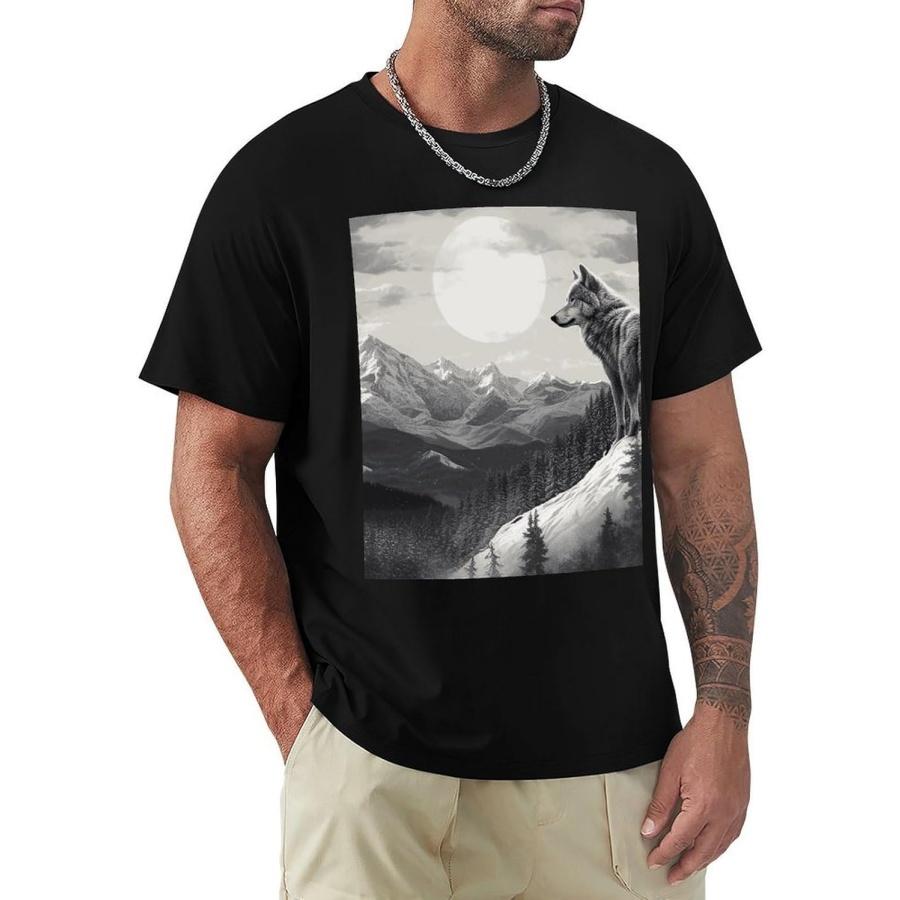 

Snow Mountain Lone Wolf Short Sleeve, Casual Cotton Men s T-Shirt, Breathable Crew Neck Shirt, XXXXXL різнокольоровий