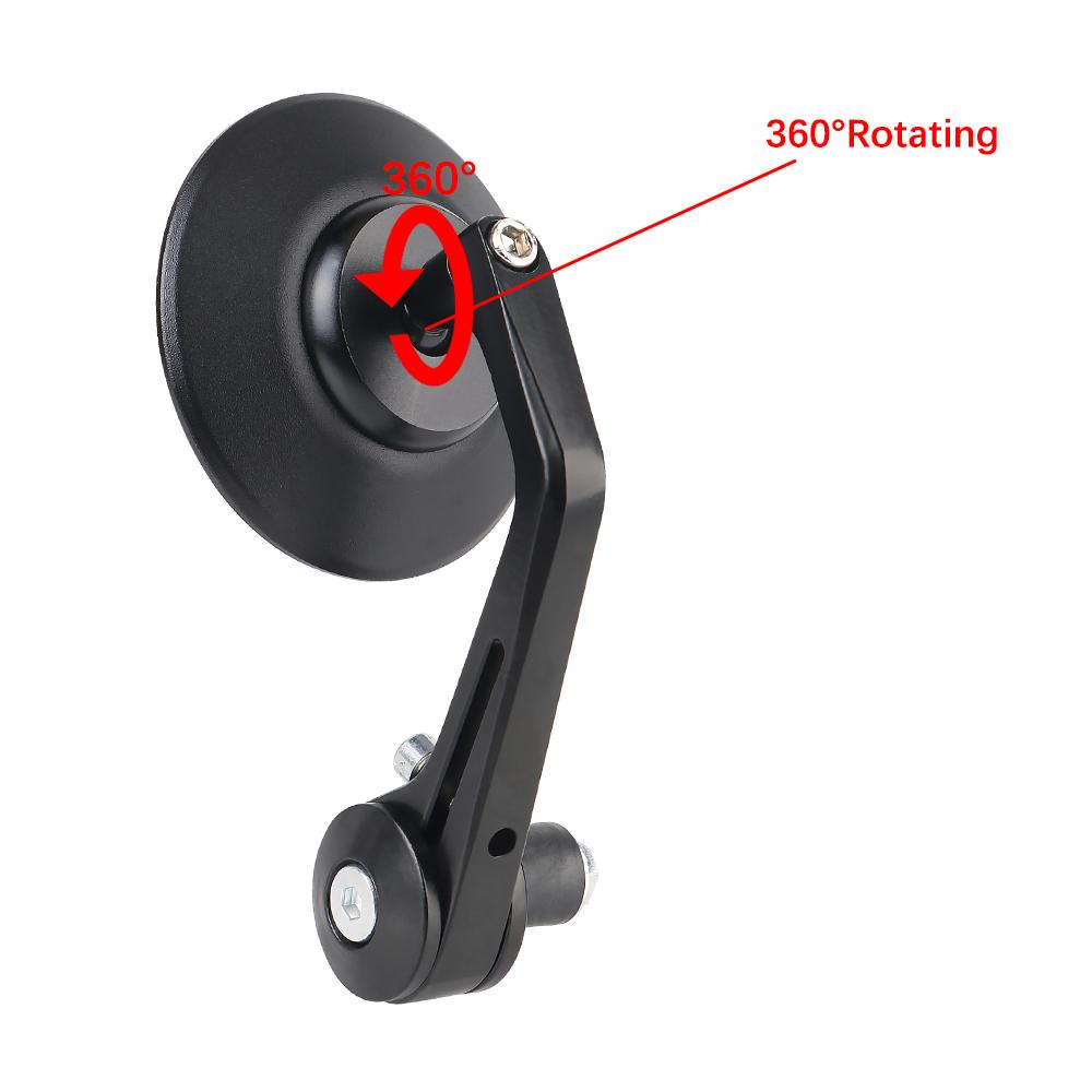 360° Rotating Motorcycle Rearview Mirrors Handle Bar End Side Mirror For 7/8" 22mm Handlebar 1 Pair Blue Glass Wide Angle
