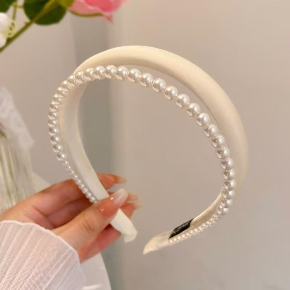 Narrow Pearl Hair Hoop Double Layer Head Hoop New Hair Band Wedding Use
