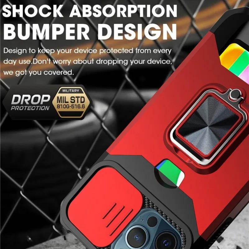 360° magnetischer Halter Handyhülle für iPhone 16 15 14 13 12 Mini 11 Pro Max XS XR 7 8 Plus Ring mit Kartenhalter Schutzhülle