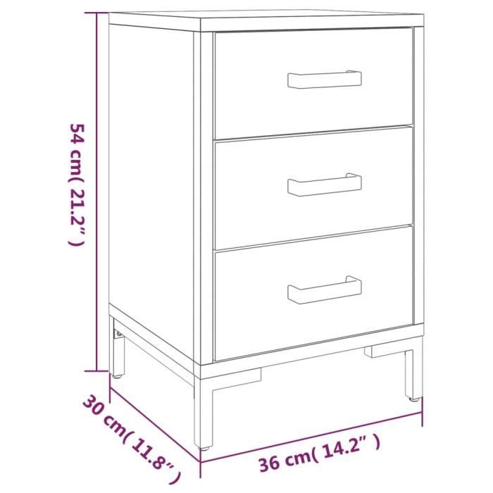 VidaXL Tables de chevet 2 pcs 36x30x54 cm Bois de pin massif 3120340
