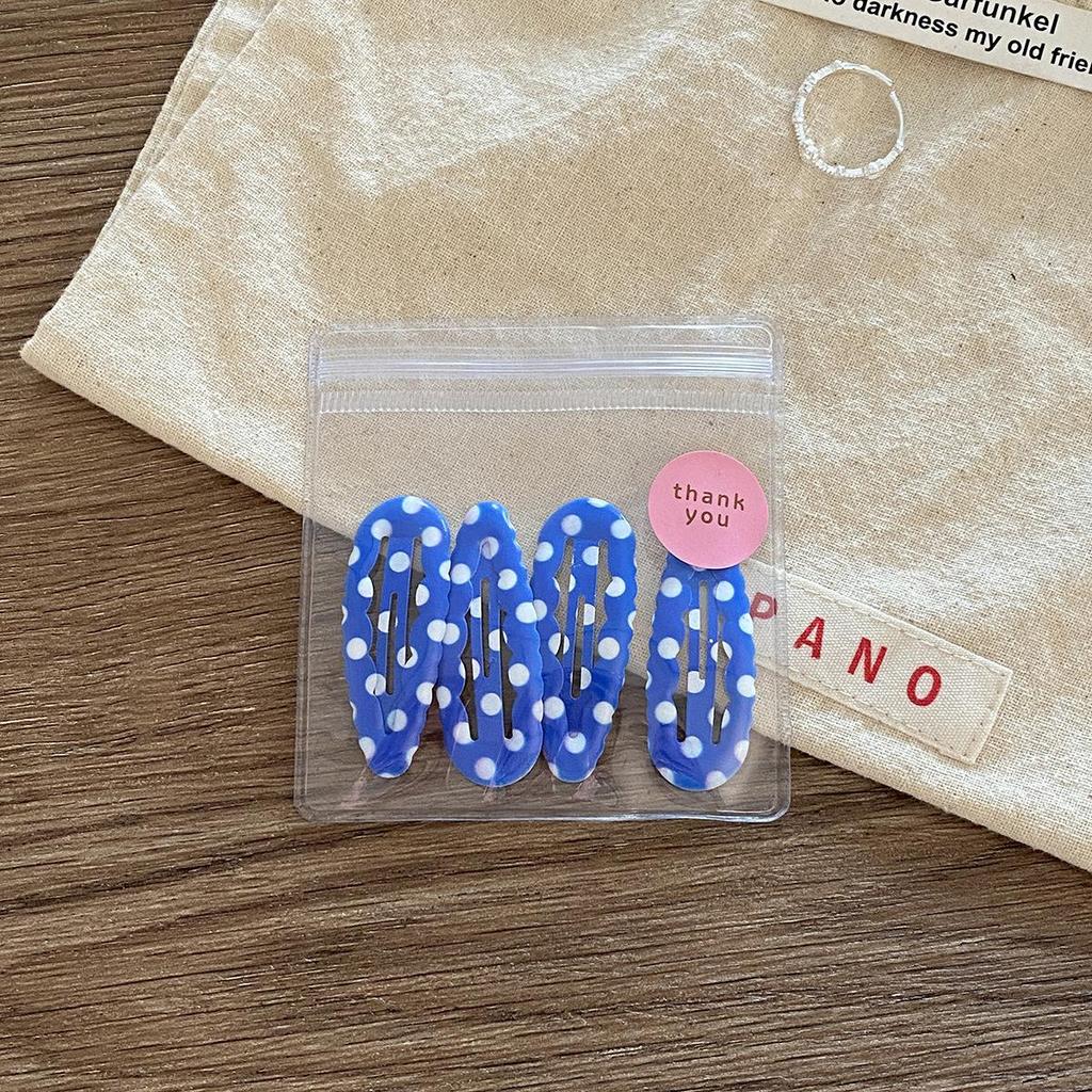 4Pcs/bag Sweet Cute Plaid Water Drops BB Clip College Style Young Students Women Girls Broken Hair Clip Fringe Bangs Hairpin