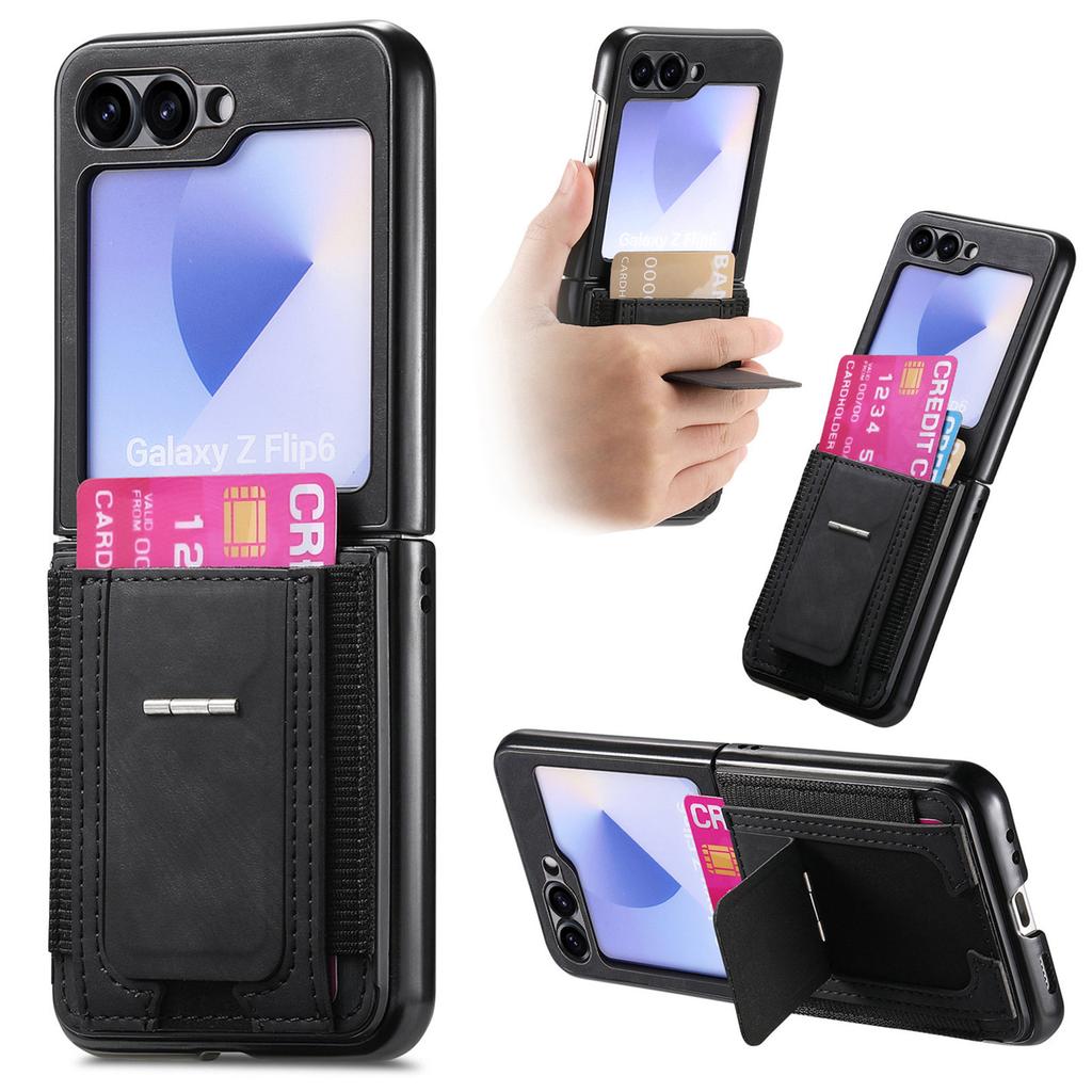 For Samsung Galaxy Z Flip7 FE 5G/Z Flip6 5G Case Kickstand Retro Leather Back Cover with Card Holder