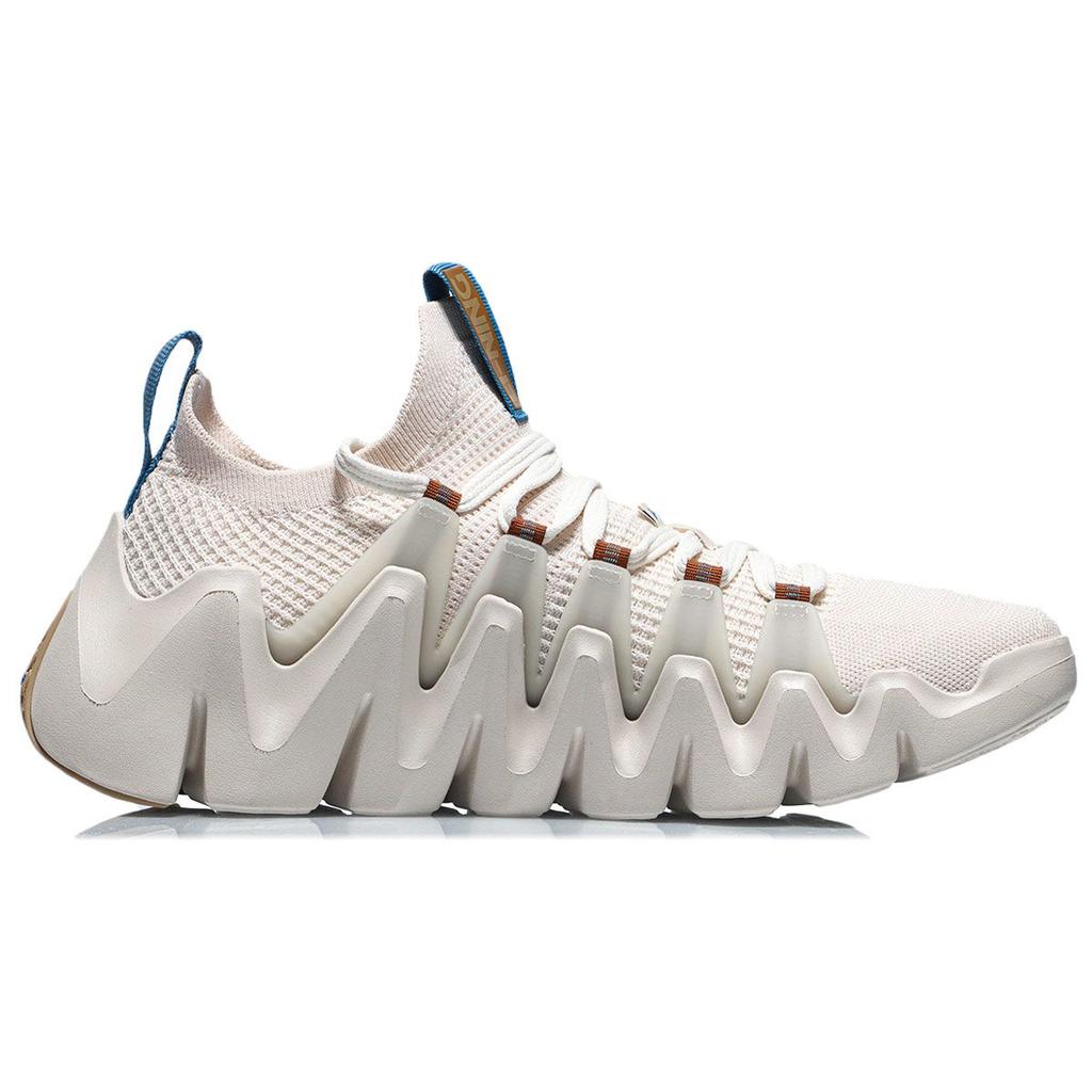 Li Ning Huanci Bequeme Vielseitige Stoßdämpfende Rutschfeste Abriebfeste Atmungsaktive Low-Top Laufschuhe Herren Sneaker Eierschalen-Grau ARKR007-2