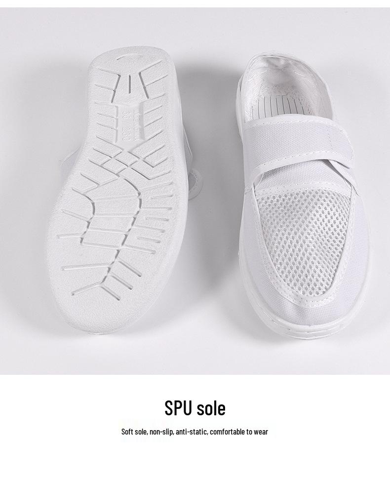 Breathable Anti-static Mesh Shoes with Thick Soft Soles and Non-slip Velcro Canvas