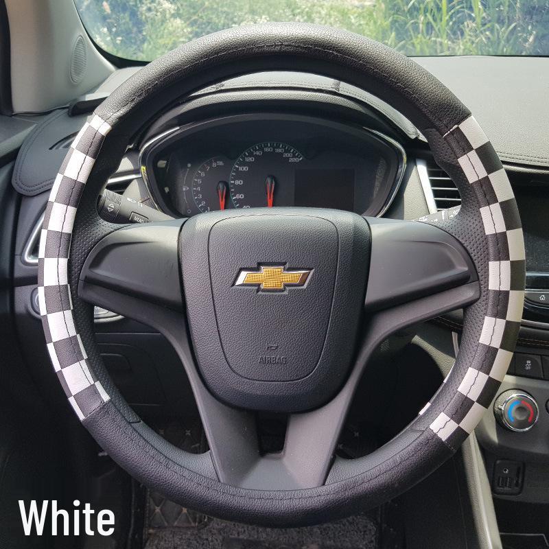 

FB Клетчатый Чехол на Руль Автомобиля на Четыре Сезона - Новый Модный Аксессуар для Интерьера 38 cm чёрный/красный