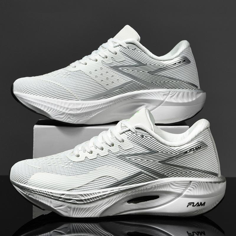2025 New Student Sports Couple Popcorn + Carbon Board Running Shoes Mesh Large Size Lightweight Running Shoes