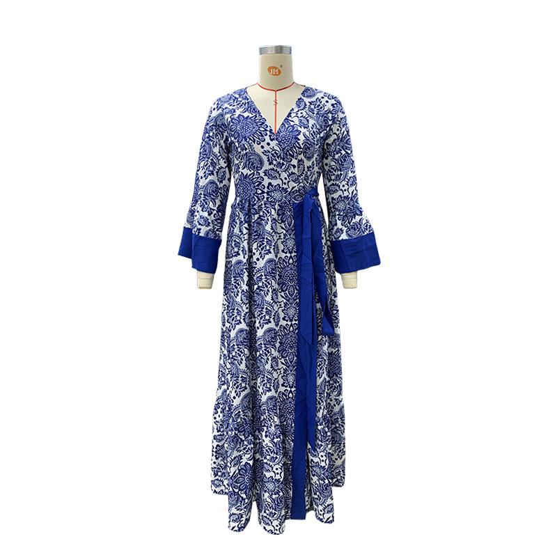 Women's Dress Fashion Bohemian Printed Midi Long Dresses