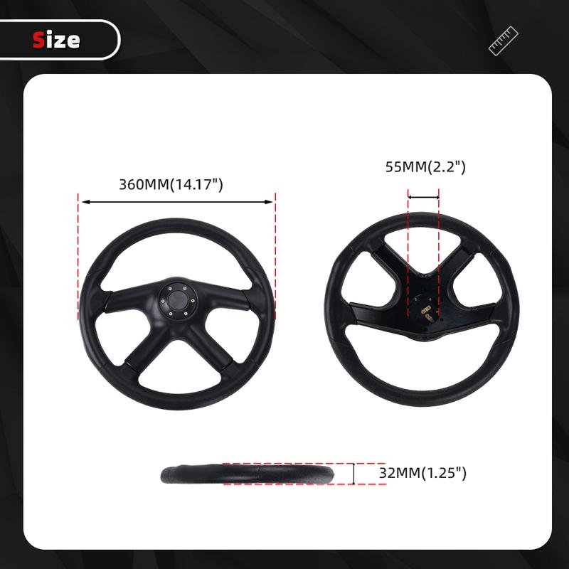 RASTP-Universal 14inch 350mm Racing Steering Wheel Skidproof PU Leather Car Sport Steering Wheels Car Accessories STW080