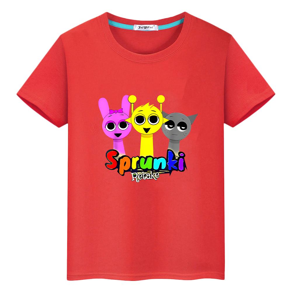 T-Shirt für Kinder Jungen 10 Jahre Print Sprunki 100% Baumwolle Anime Kurze Sprunki Süße Tees Tops Pride T-Shirt Y2K One Piece Mädchen Kleidung