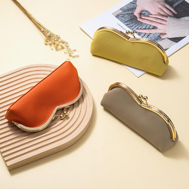 Originální kožené pouzdro na brýle pro ženy, pouzdro na mince, jednoduchá taška na sluneční brýle, přenosné pouzdro na organizér kosmetiky a tužky na obočí