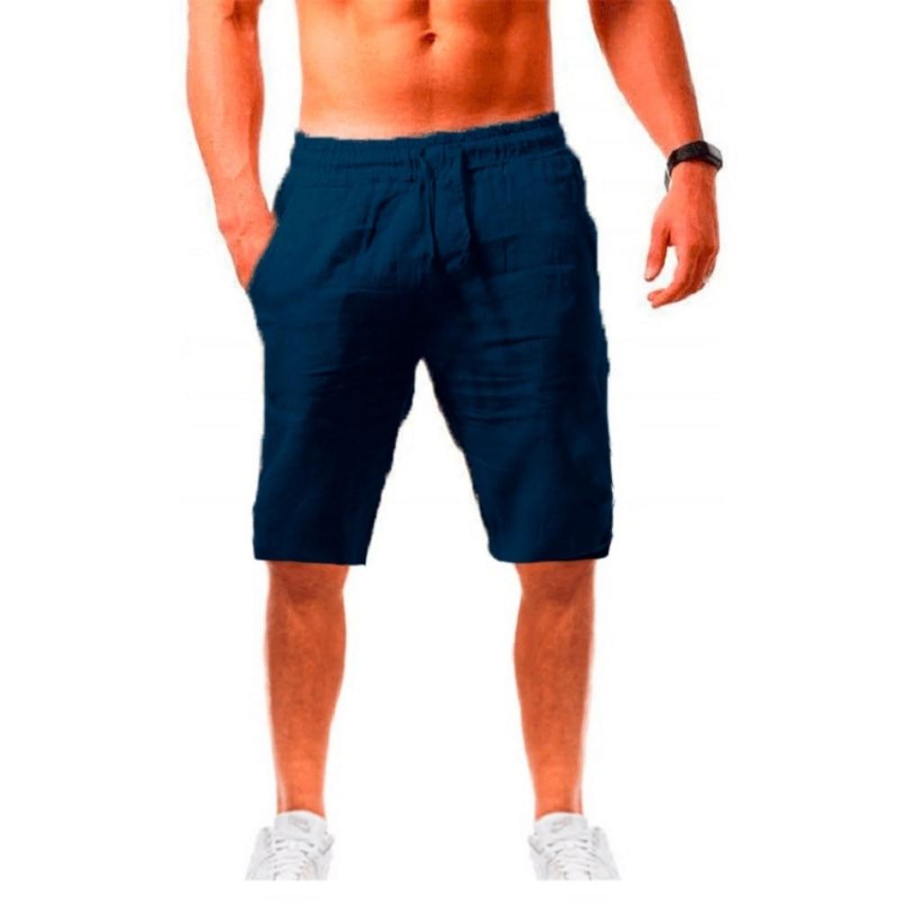 Nuevos pantalones cortos de lino y algodón para hombre, pantalones de lino de Color sólido transpirables de verano para hombre, ropa informal deportiva S-3XL