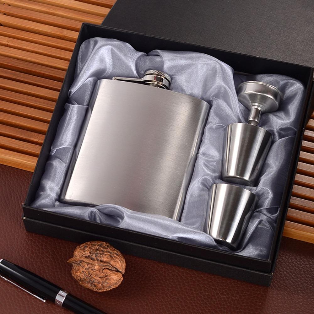 Stainless Steel Wine Pot 7oz Whisky Flask Portable Wine Bottle Set  Gifts