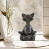 Statua di Gatto Zen in Resina in Posizione di Meditazione per Arredamento Casa e Ufficio