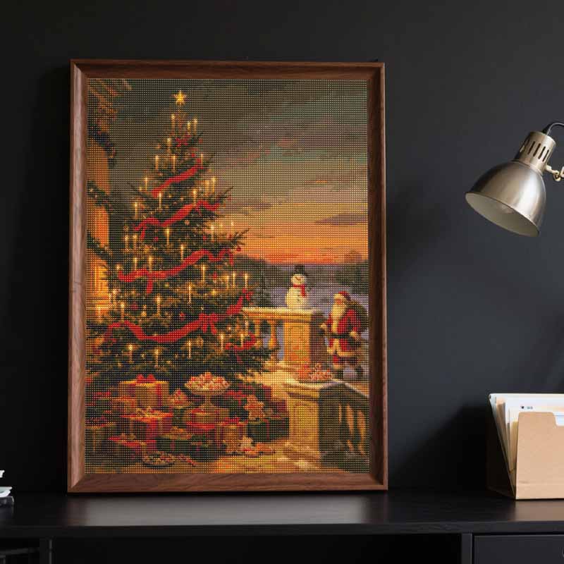 Full Drill Diamond Art Kit Christmas Tree Snowman Holiday Decor DIY Rhinestone Painting Canvas Creative Handmade Gift for Dog Lovers