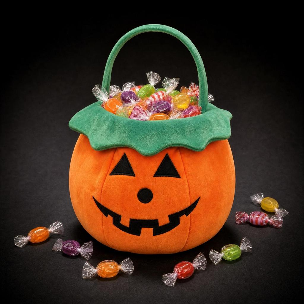 Soft Pumpkin Candy Bag Roomy Halloween Tote Child-Safe for Children