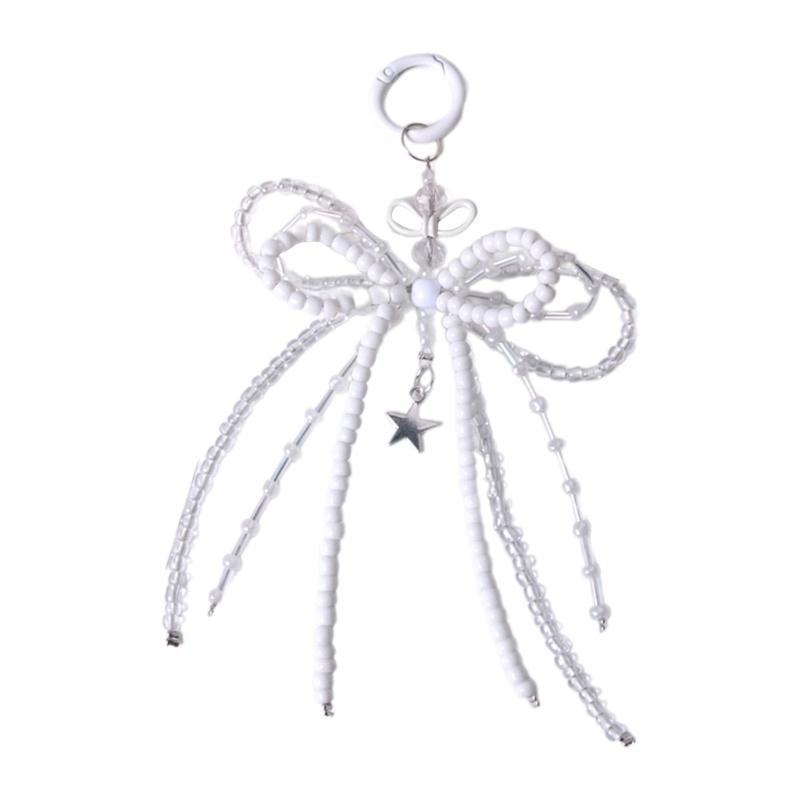 Multifunctional Beaded Keychain Stylish Bag Charm Beaded Bowknot Bag Pendant Stylish Key Adornment Beaded Keychain