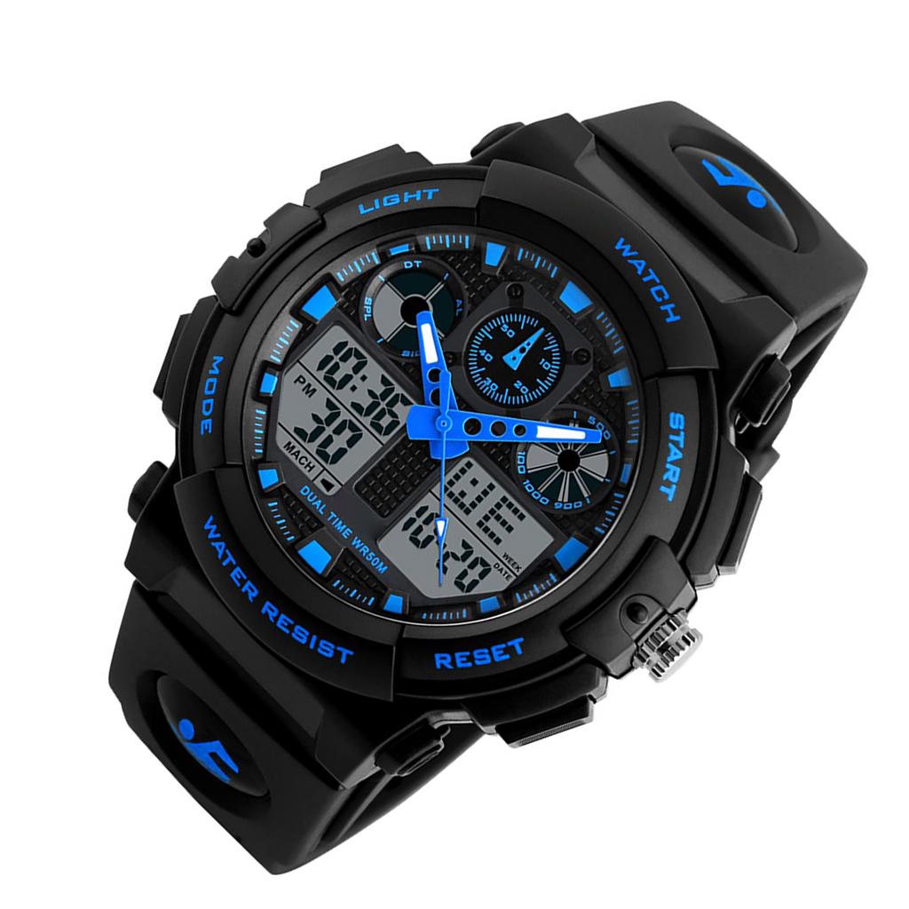   1270 Quartz Digital Electronic Men Watch Fashion Casual Outdoor Sports Male Wristwatch Dual Time Date Week Stopwatch Alarm 5  Waterproof Lumin