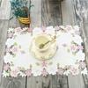 Round Rectangular Lace Satin Fabric Flower Pattern Placemat Doily Cup Pad Coaster