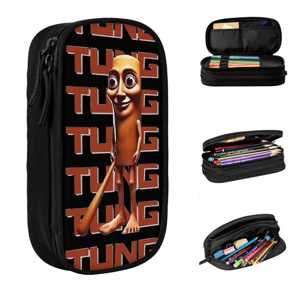 Tung Tung Tung Sahur Pencil Cases Italian Brainrot Pencilcases Pen Box Kids Big Capacity Bag School Supplies Gifts Stationery