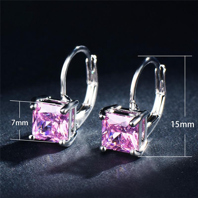 Cute Female Girls Pink Stone Earrings Fashion Color Big Hoop Earrings For Women Wedding Jewelry Accessories