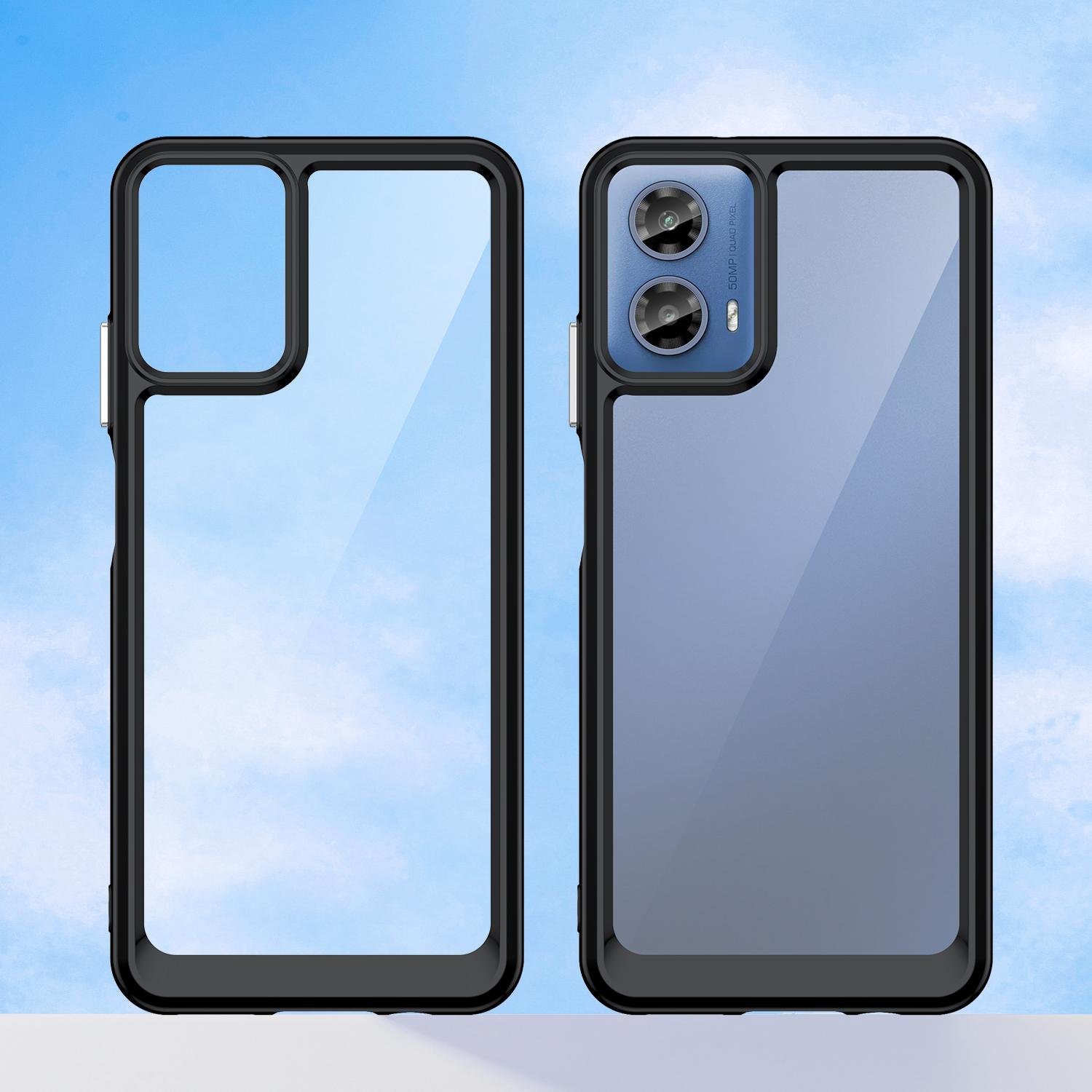 

For Motorola Moto G45 5G/G34 5G Cover Shockproof TPU+Acrylic Cell Phone Case Transparent Grey