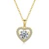Luxury 100% Real 18k Gold  Women's Heart-shaped Love Pendant Clavicle Chain Moissanite Necklace