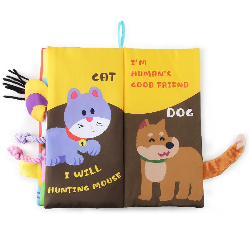 Baby Baby Animal Tail Cloth Book Ocean Forest, Can'T Tear Palm Book Early Education Educational Toys 4 Pages 8 Sides