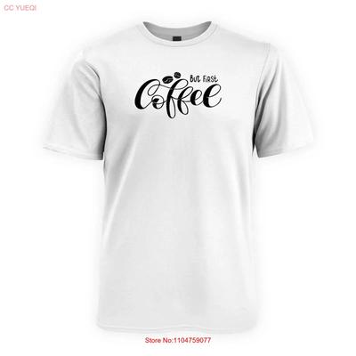 But First Coffee Funny Lover Cotton T Shirt Vintage Washed Versatile Unisex Stylish Breathable Soft Casual Comfortable Homme