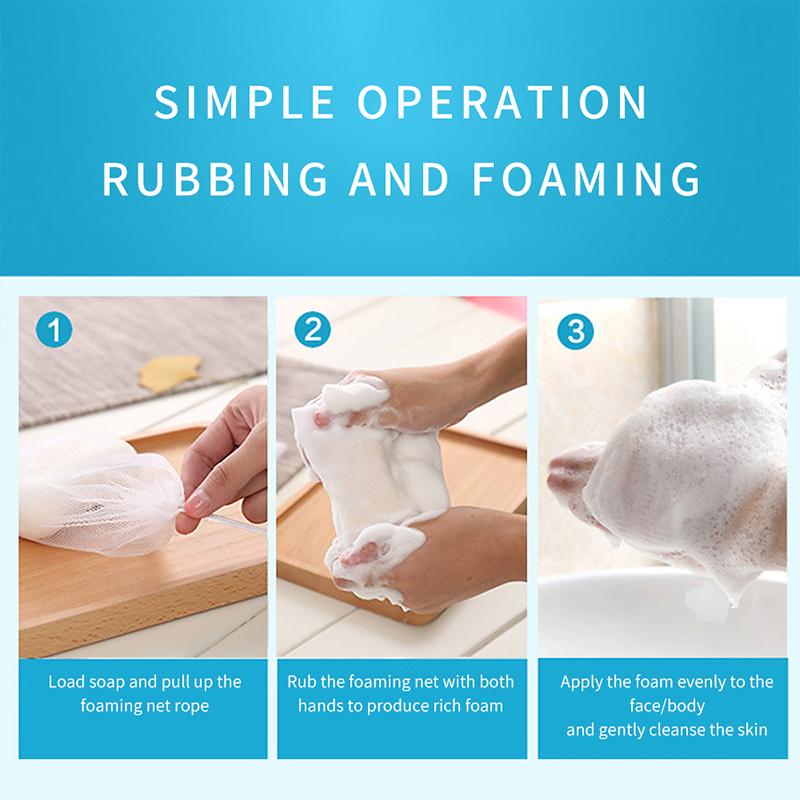 Foaming Nets Wash Hands Cleasing Facial Cleanser Soap Foam Net Drawstring Bags for Bath Cleaning Washing Tools Bathroom Supplies