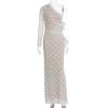 European and American style women's clothing autumn new sexy slanted shoulder hollow one-step skirt lace splicing high-end long skirt