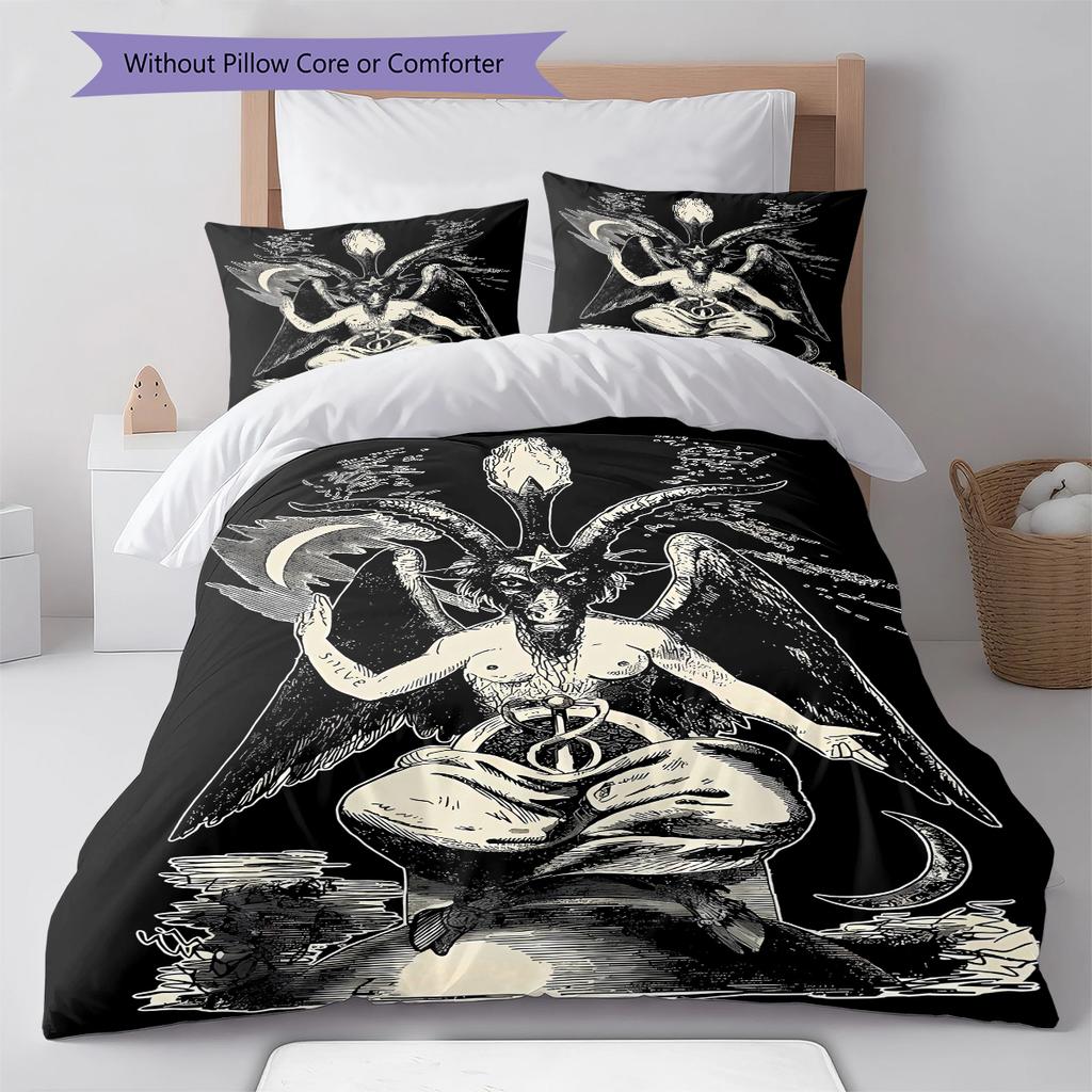 Baphomet Pattern Bedding,Quilt Set Quilt Cover Pillowcase Home Birthday Gift (1 * Duvet Cover + 2 * Pillowcase, Without Core)