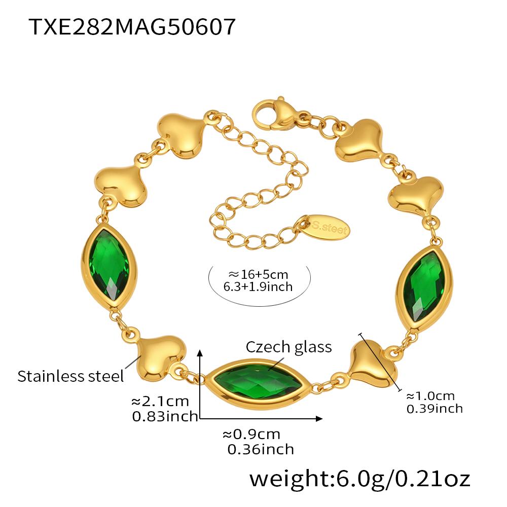 Stainless Steel Chain Bracelet With Shiny Fusiformis And Round Faceted Czech Crystal Glass For Women Luxury Women's Bracelets