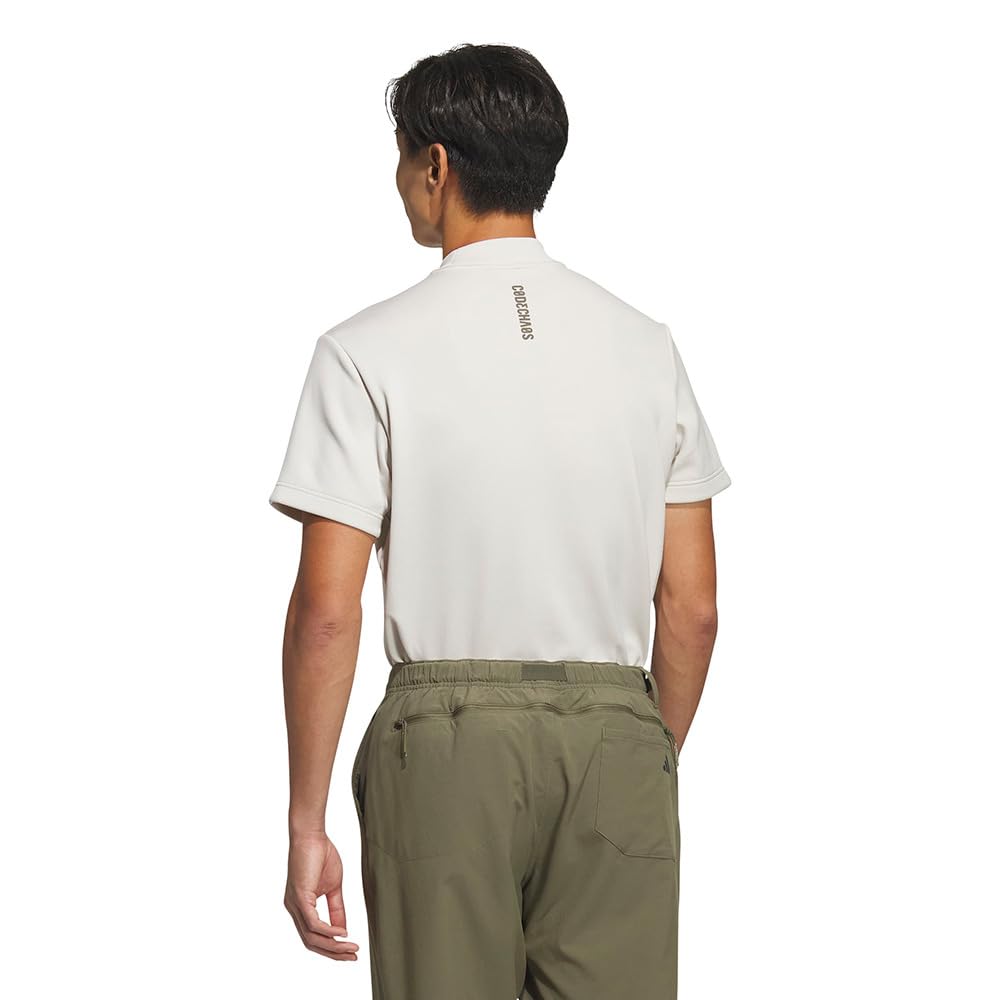 Adidas Golf Men's Code Chaos Mock Neck Short Sleeve Shirt in Alumina/Olive Strata