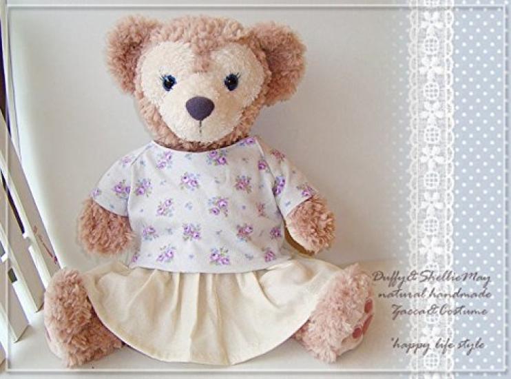 Duffy and ShellieMay Costume, Handmade Duffy Size S (43cm), Shirt (Blue Floral Pattern) x Skirt (Beige Glitter), casual21