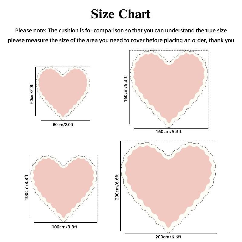 VIKAMA Pink Heart Plush Carpet, Decorative for Girls' Rooms, Bedroom, Cloakroom, Soft and Non-slip Floor Mat, Home Decoration