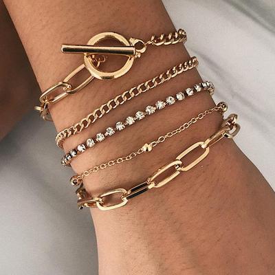 5 Piece Punk Chain Bracelet Bracelet Fashion Jewelry Set Women Charm Jewelry Gifts ZH