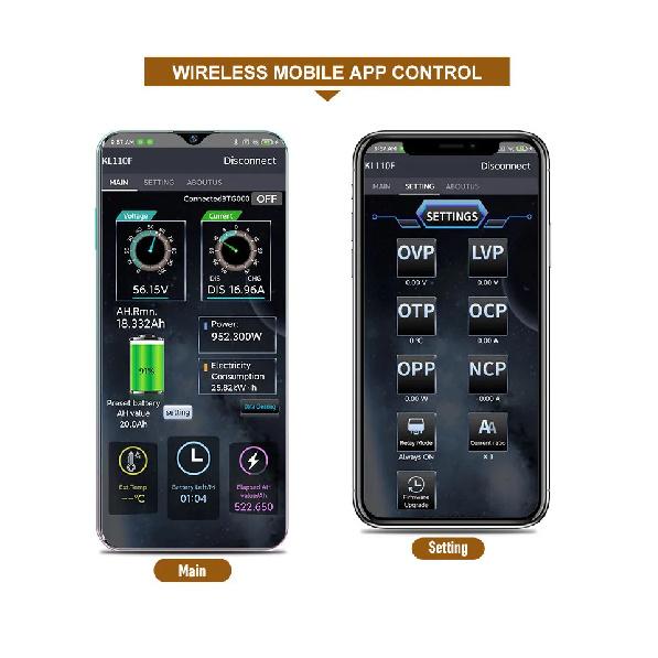 Batteriemonitor Bluetooth KL-F DC 0-120V 0-600A Batterietester Spannungsstrom VA-Messgerät Batterieladungszähler Kapazitätsanzeige