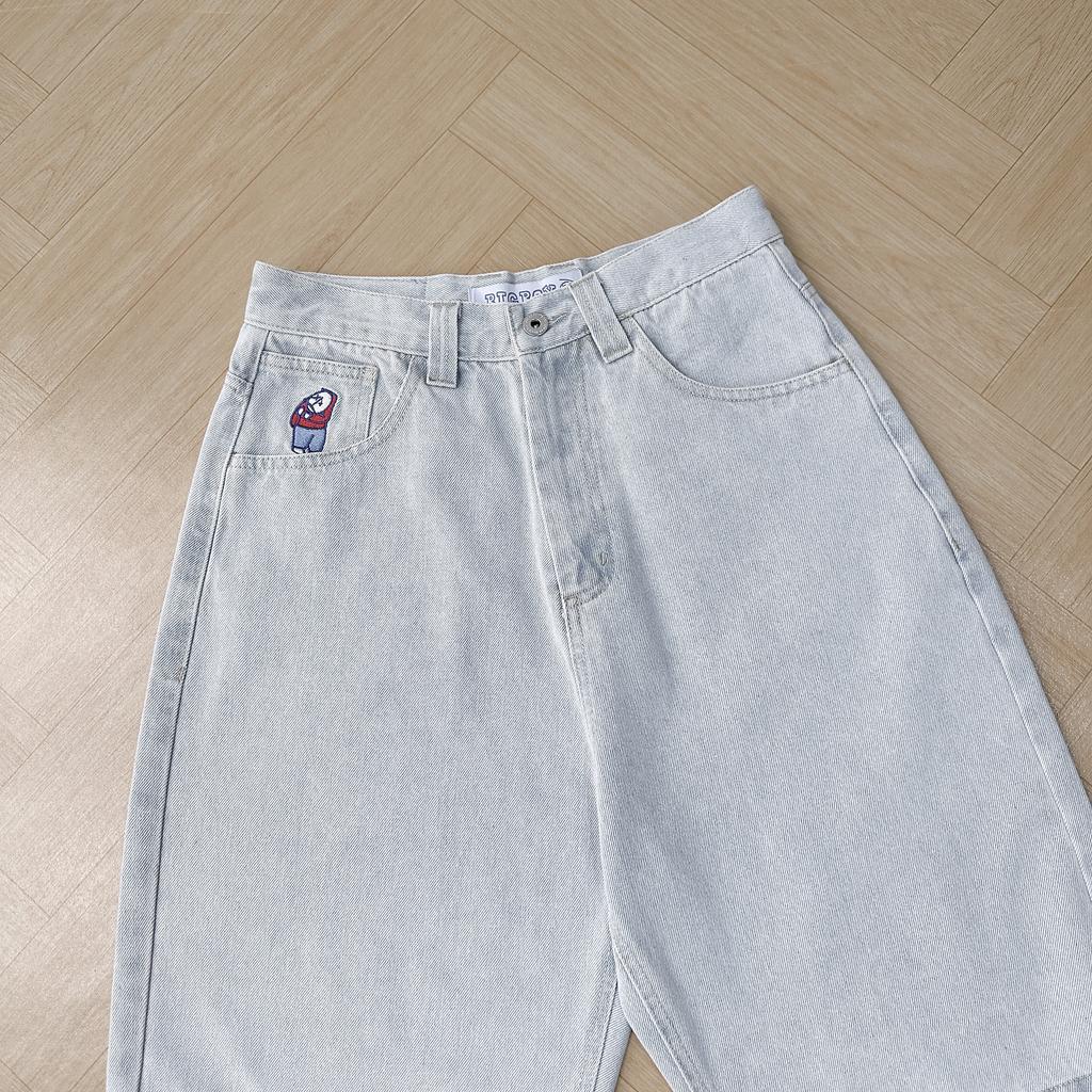 Jeansi RogueWave Y2K pentru Bărbați Streetwear Jeansi Largi Broderie Denim Casual Pantaloni Denim Femei