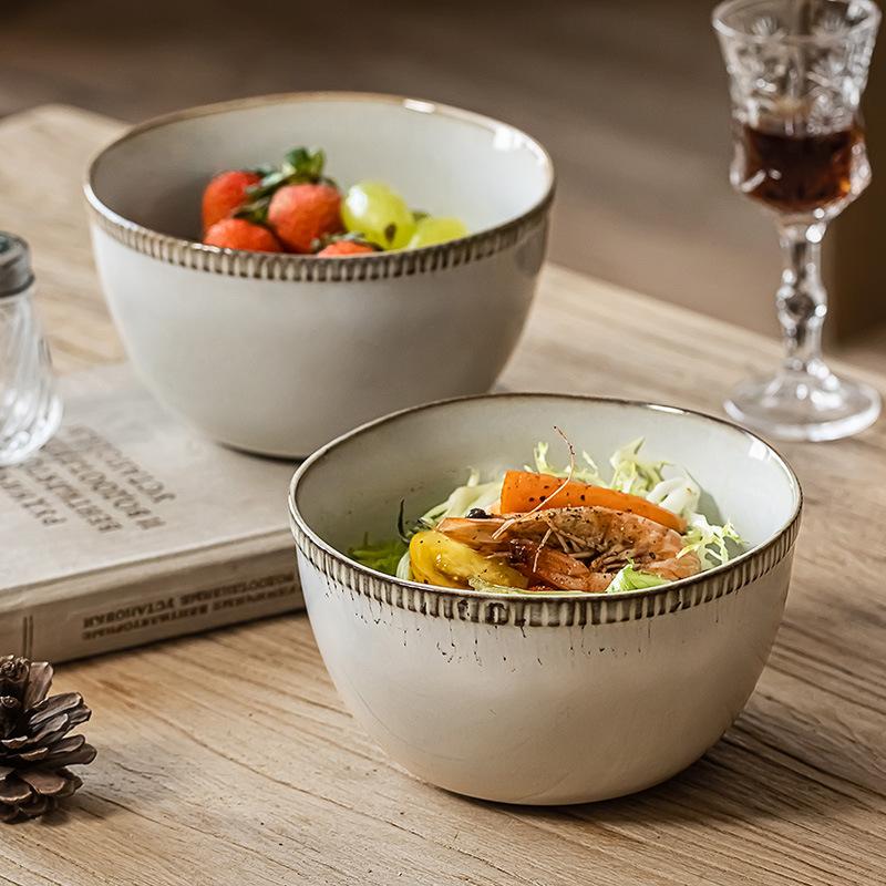 Rice Bowl Japanese Kiln Ceramic Bowl Household Rice Bowl Retro Style Tableware Bowl Small Bowl Fruit Bowl Salad Bowl