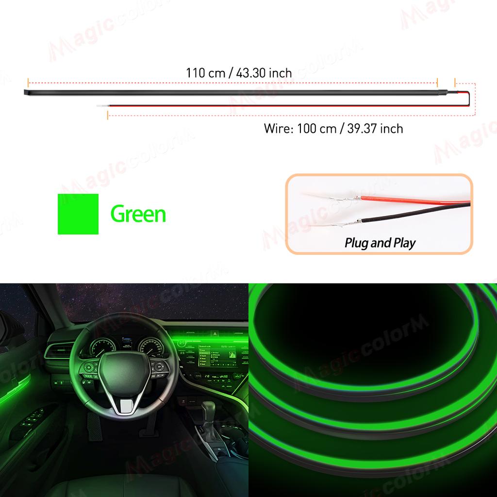 EL Wire Car LED Ambient Light Car Interior Decorative Lamp For Universal DIY Flexible Hidden Cuttable Colour Acrylic Strip 110cm