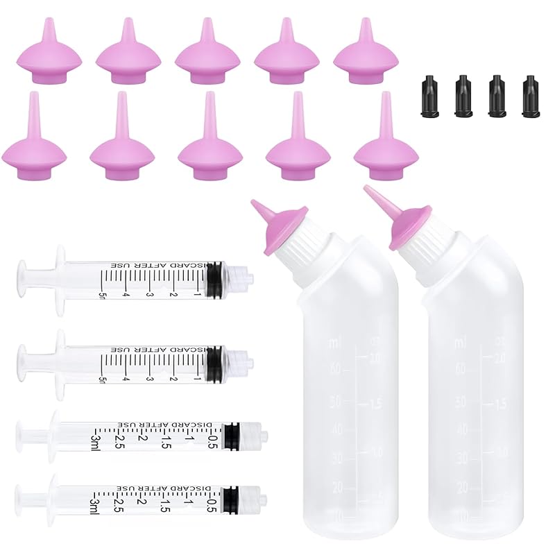 Kitten Puppies Bottles for Nursing Kit,Pet Feeder Bottle with Feeding Nipple and Syringes for All Breed of Puppies Kittens and Other Animals (Green)