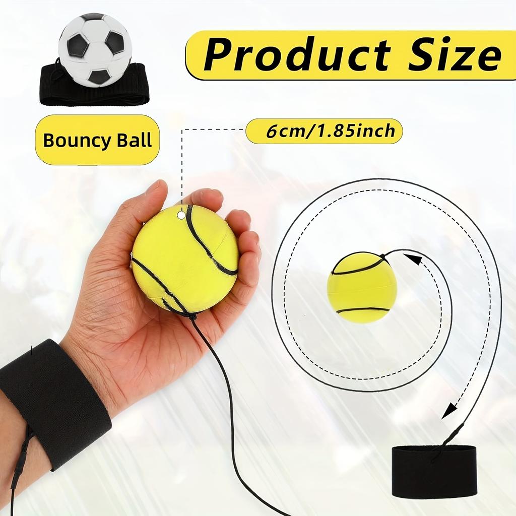 Basketball Wrist Bouncing Ball, High Elasticity Hand Throw Training Ball, Wristband Kit, Outdoor Activity Props