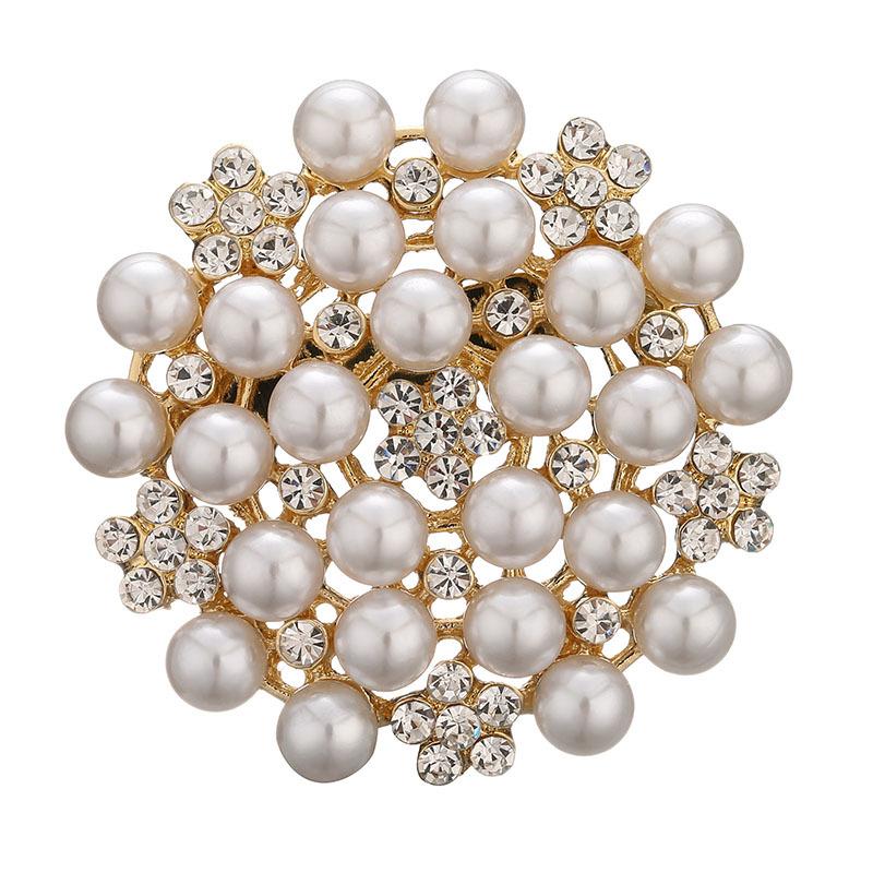 Luxury Pearl Elegant Women Brooches Pins Rhinestone Retro Wedding Party Accessories Crystal Exquisite Brooch Pin Gift