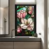Colorful Retro Floral Privacy Window Film Removable Uv Blocking Heat Insulation Non-adhesive Stained Glass Window Film