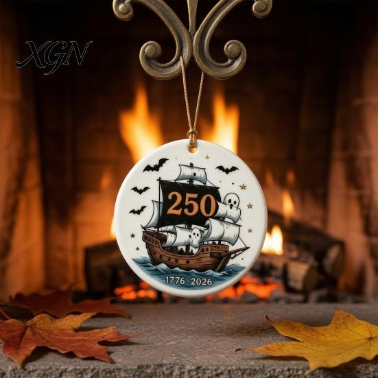 Decorative Crafts for Home Halloween 250th Anniversary Ornament, America 1776-2026 Acrylic Hanging Decoration, Gifts Couples Collectible Patriotic