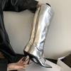 Mode Silber Damen Zehenfrei Damen Kniehohe Stiefel Schuhe Mit Dünnen Absätzen Schuhe Mode Reißverschlüsse Damen Sandalen mit Absatz Stiefel Schuhe