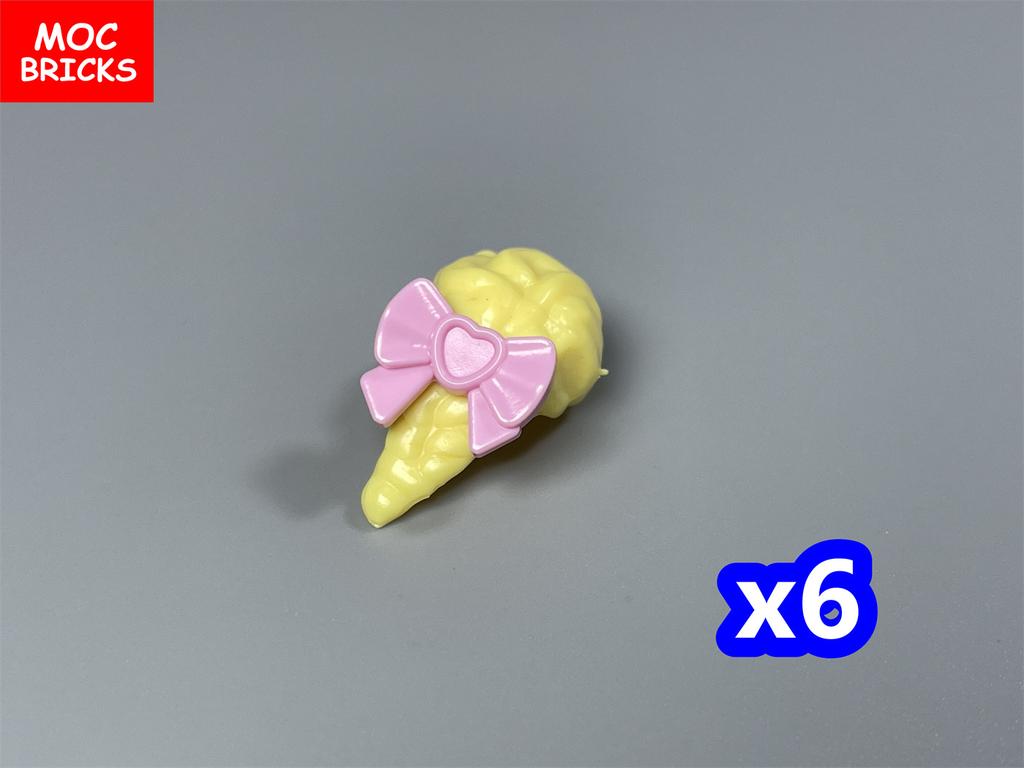 MOC Blocks Female Girl Ponytail Hairs Accessories Bow Assembled Particles Construction Bricks Children's Playthings Plastic Material Dolls