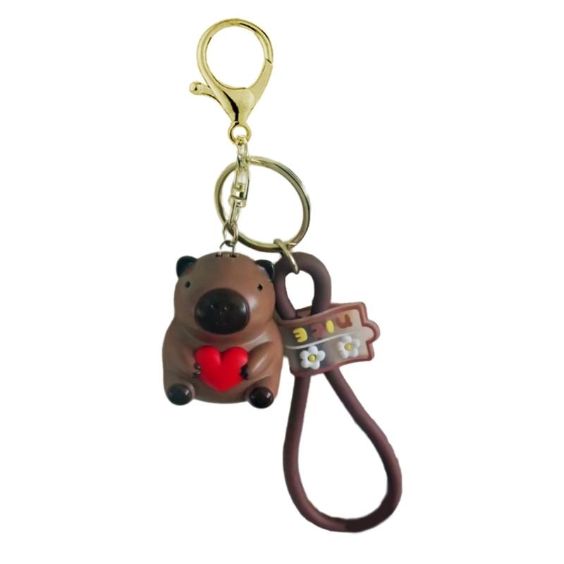 Брелок-подвеска Капибара с голосовой активацией, издающий звук, животное, брелок, украшение для сумки, стильный подвесной аксессуар для телефона 1