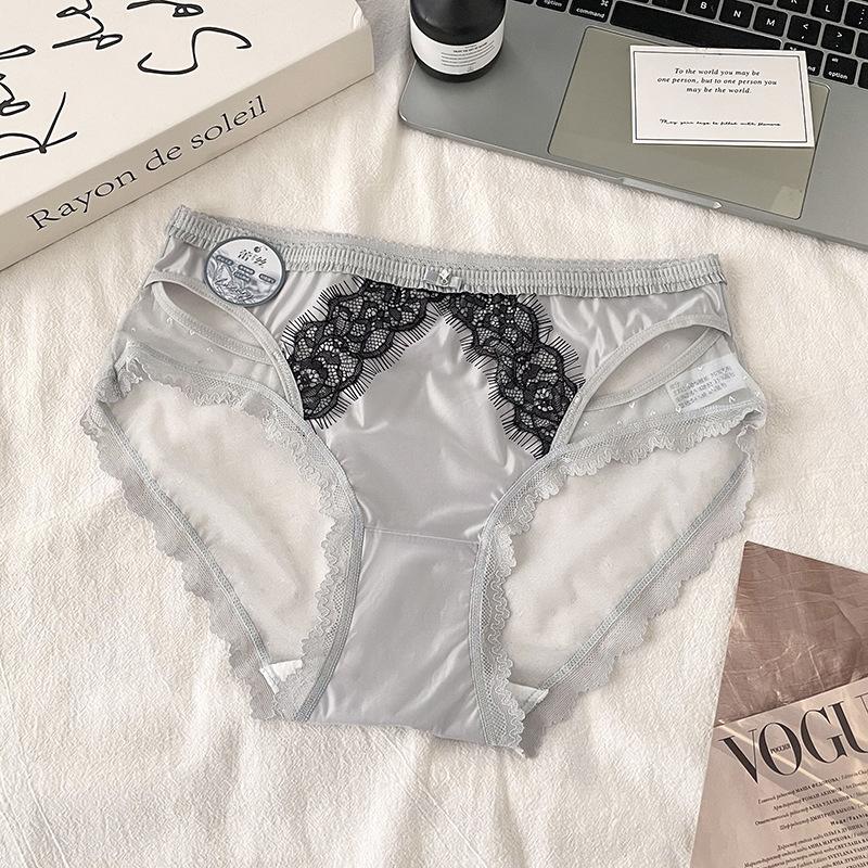 Ladies Summer New Sexy Lace Clash Color Eyelash In Waist Triangle Briefs